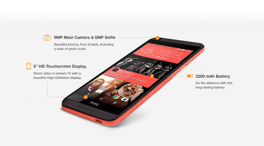 The HTC Desire 530 comes with an 8MP main camera, a 5 inch touchscreen display, and a 2200 mAh battery